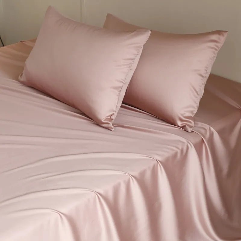 Tencel Lyocell solid colour bed sheet in light gray with twill weave texture, available in single to super king sizes
