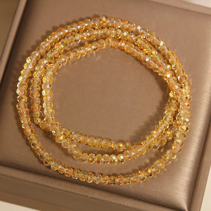 New Chinese style multi-layer champagne crystal bracelet for women with three circles of crystal beads