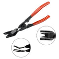 Red handle automotive clip driver tool for GM vehicle door panel installation with light switch pliers