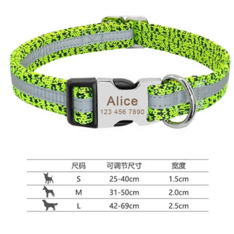 Adjustable dog collar with snap buckle in black, green, and rose red colours.