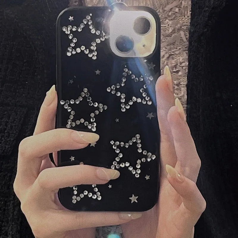 Rhinestone black XINGX epoxy soft phone case for iPhone with protective cover