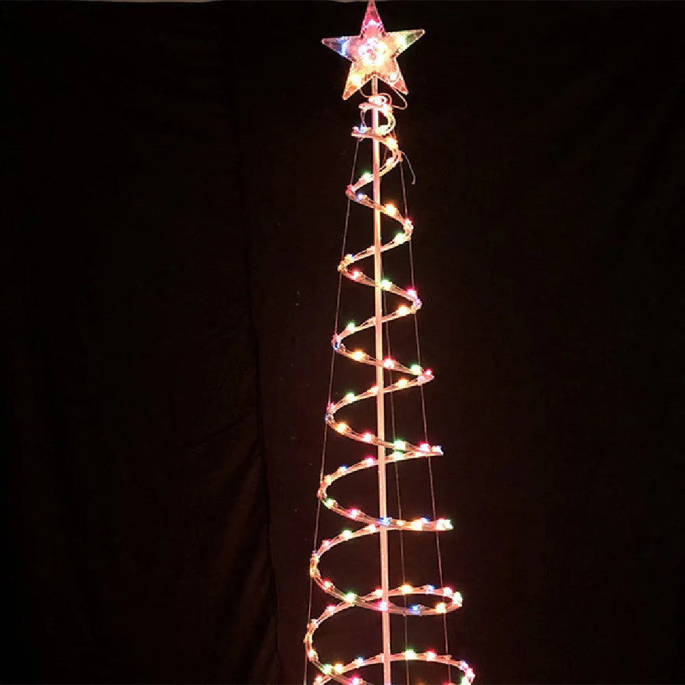 6FT tall LED spiral Christmas tree light with remote control showing colour lighting display