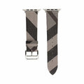 Grey plaid PU watch strap with long and short strip lengths for 38mm to 45mm watch cases