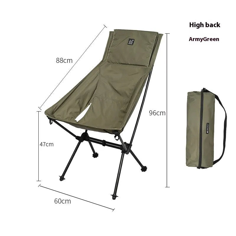 Aluminium alloy folding moon chair in outdoor setting with Oxford cloth seat