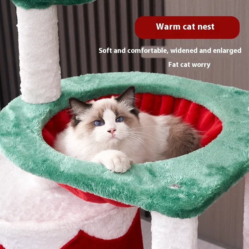 Cat scratch integrated toy with Christmas colour matching and density plate construction