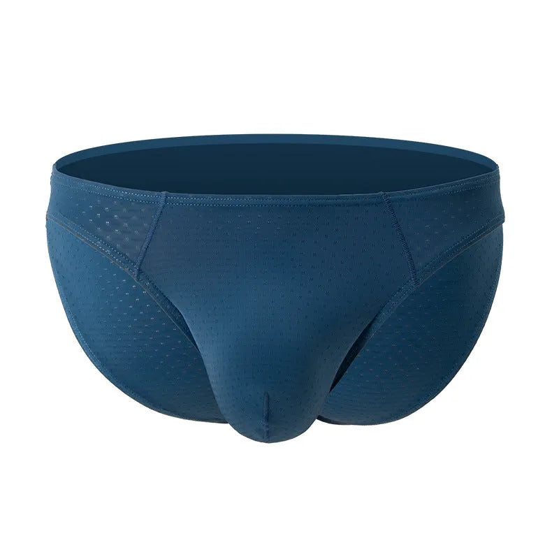 Men's low rise Ice Silk briefs in solid colour, ribbed weave quick-dry fabric