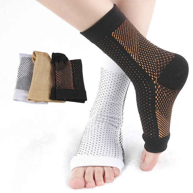 Korean invisible heel sports compression socks in black, white, skin and copper colours with short tube length