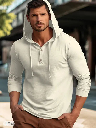 Casual cotton sports hoodie in pullover style, shown in one of six available colours.