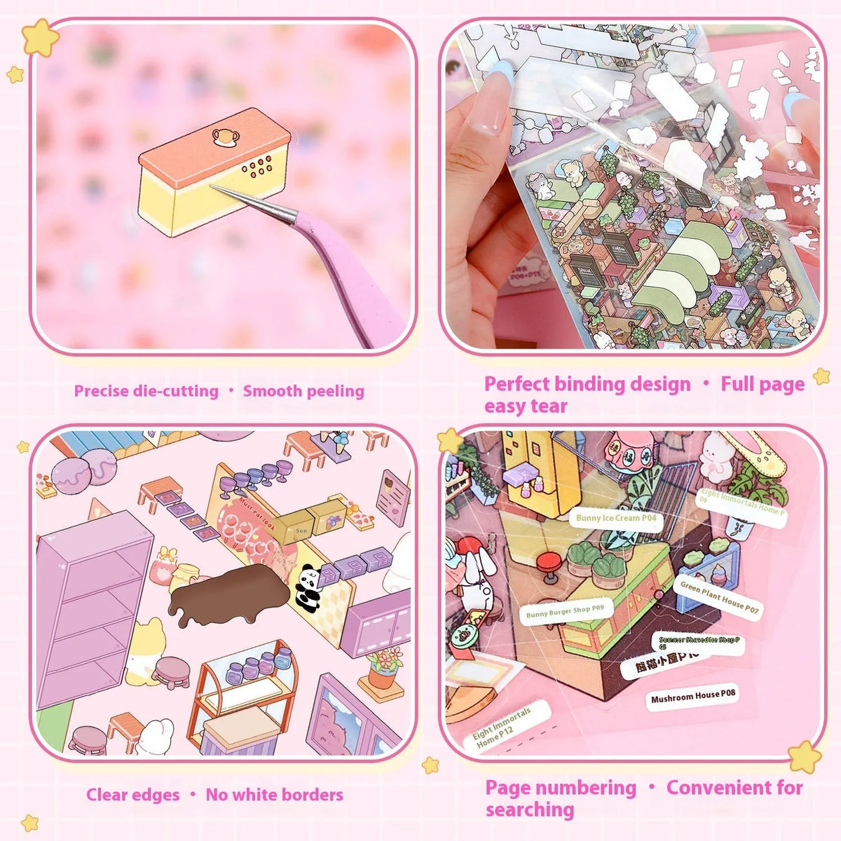 Children's handmade 3D stereo cabin sticker book in cute pet shop colour with PTT material and carton style