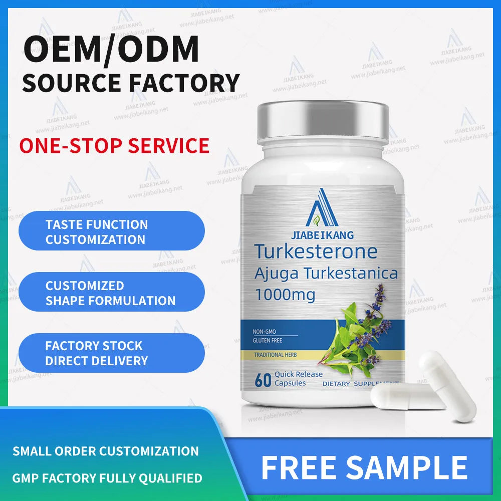 Jiabeikang Turkesterone Capsules bottle with 60 capsules, Ajuga Turkestanica herbal supplement for male enhancement