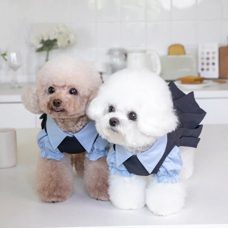 Dark grey polyester dog clothing shown in casual style on mannequin