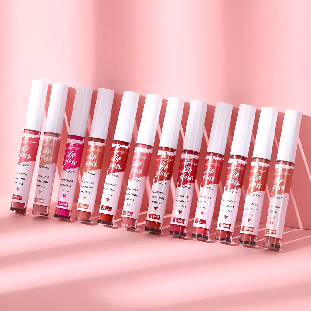 Matte velvet lip gloss tube in 2.5ml with long-lasting non-fading waterproof formula, available in 12 colours