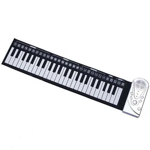 Black 88-key roll-up digital piano with USB power and 16 sound functions