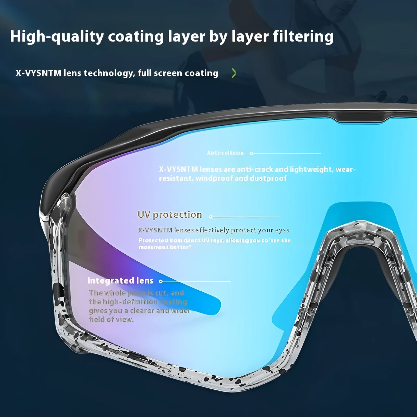 Colourful mountaineering goggles with full-frame design and PC lenses for climbing and hiking