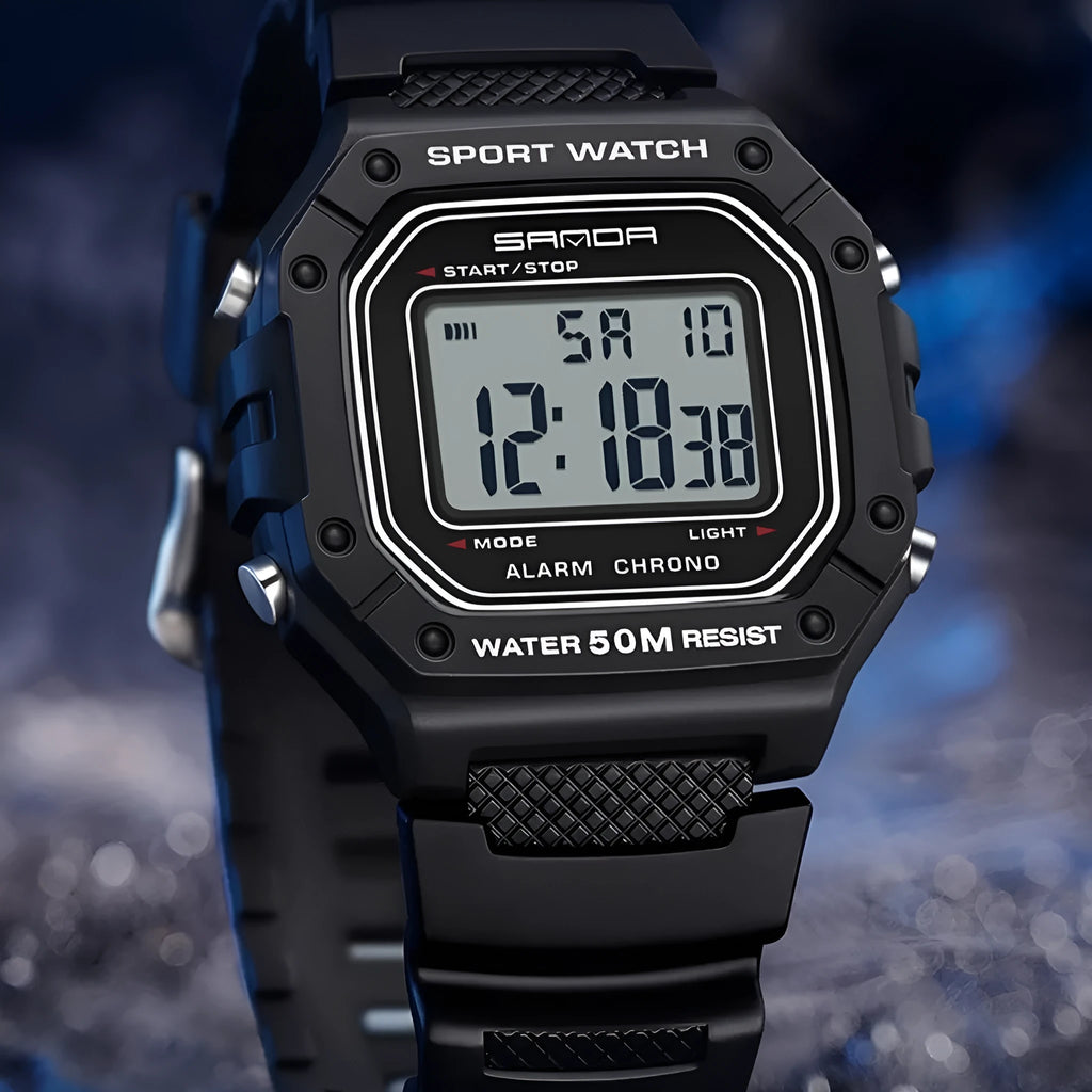 Youth electronic waterproof watch with alarm function in multiple colour options