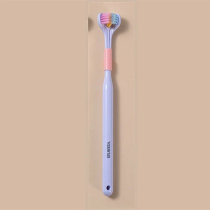 3-in-1 Soft Bristle Toothbrush with Tri-Sided Brush Head and Temperature-Responsive Bristles