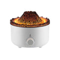 White volcano-shaped humidifier with flame effect lighting and remote control