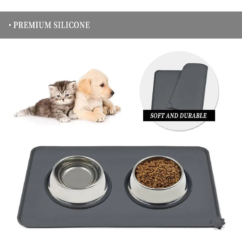 Silicone pet placemat under dog bowl in choice of five colours with anti-slip base