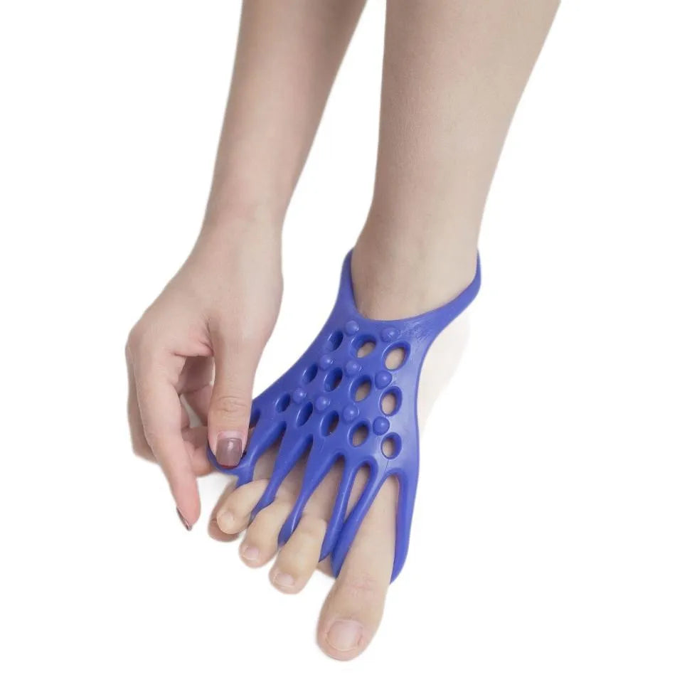 Foot massage rib puller stretching device in Rose Red or Blue with thumb valgus orthosis support