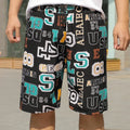 Men's loose ice silk beach pants with stripe and floral print, free size for 55-95kg.
