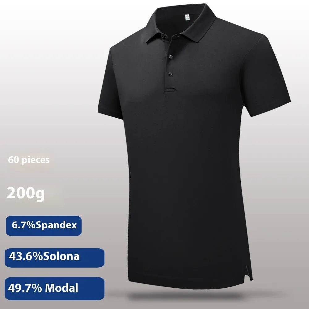 60 Lanjing modal cotton short sleeve polo shirt in eight colours, sizes S to 4XL, for summer sports and business casual