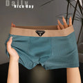 Men's ice silk nylon mid-waist boxer shorts in breathable sport style, available in multiple colours
