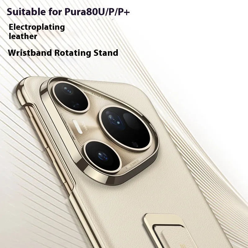 Huawei Pura80 phone case with rotating wrist strap in imitation leather
