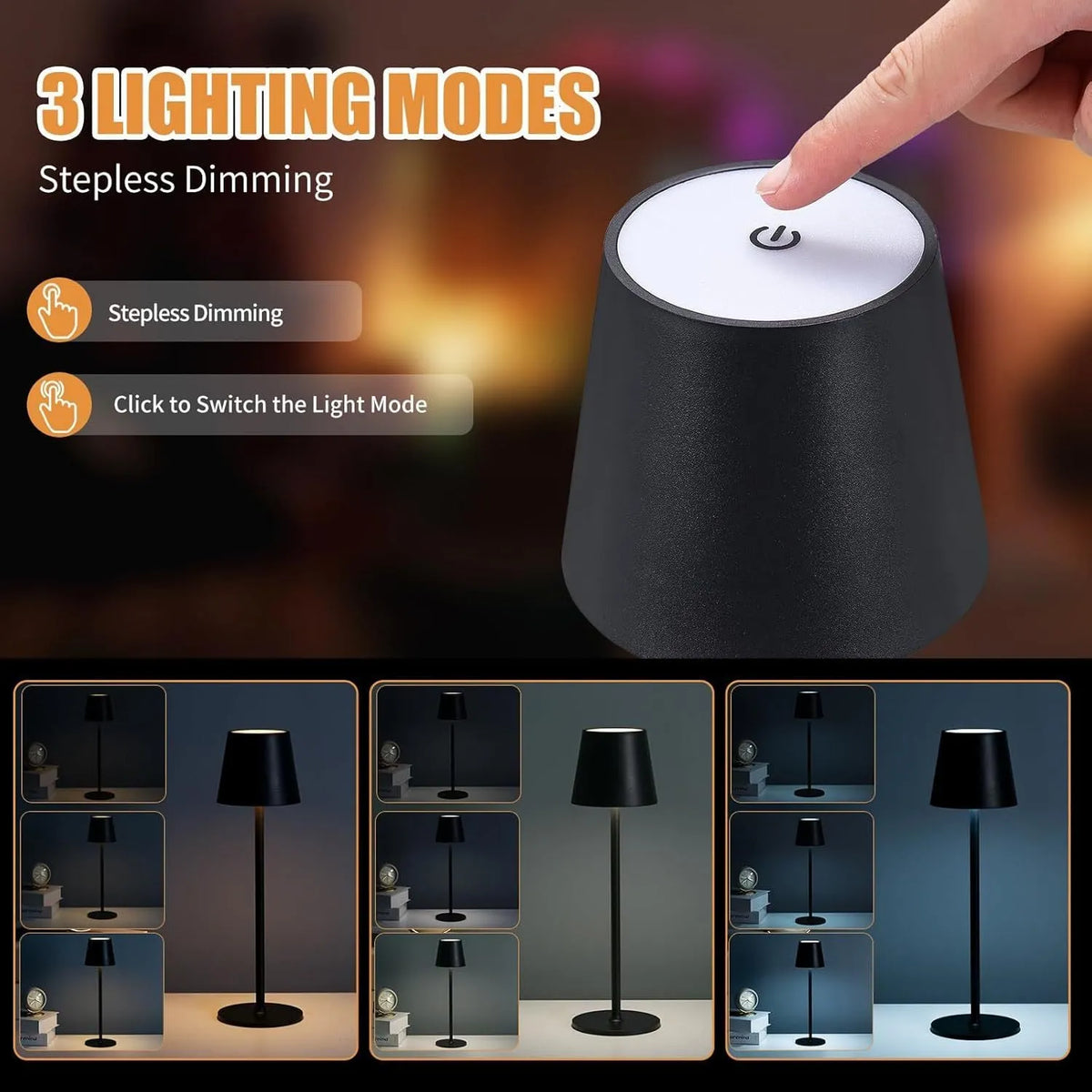 Cordless rechargeable waterproof table lamp 10x38cm available in five colours