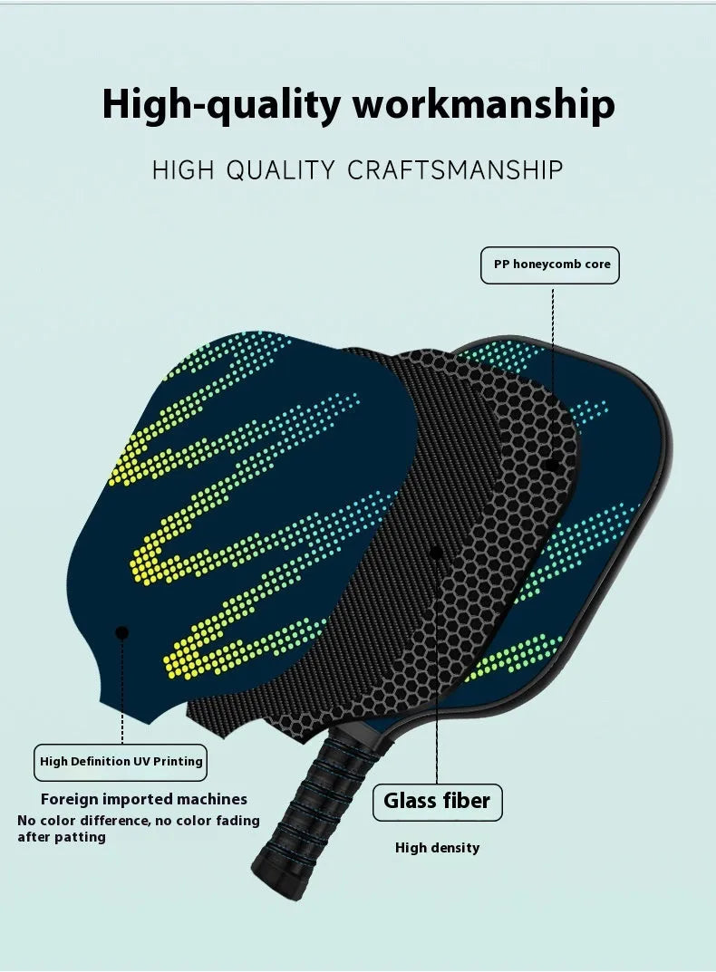 A single high-density fibreglass table tennis racket for outdoor sports use.