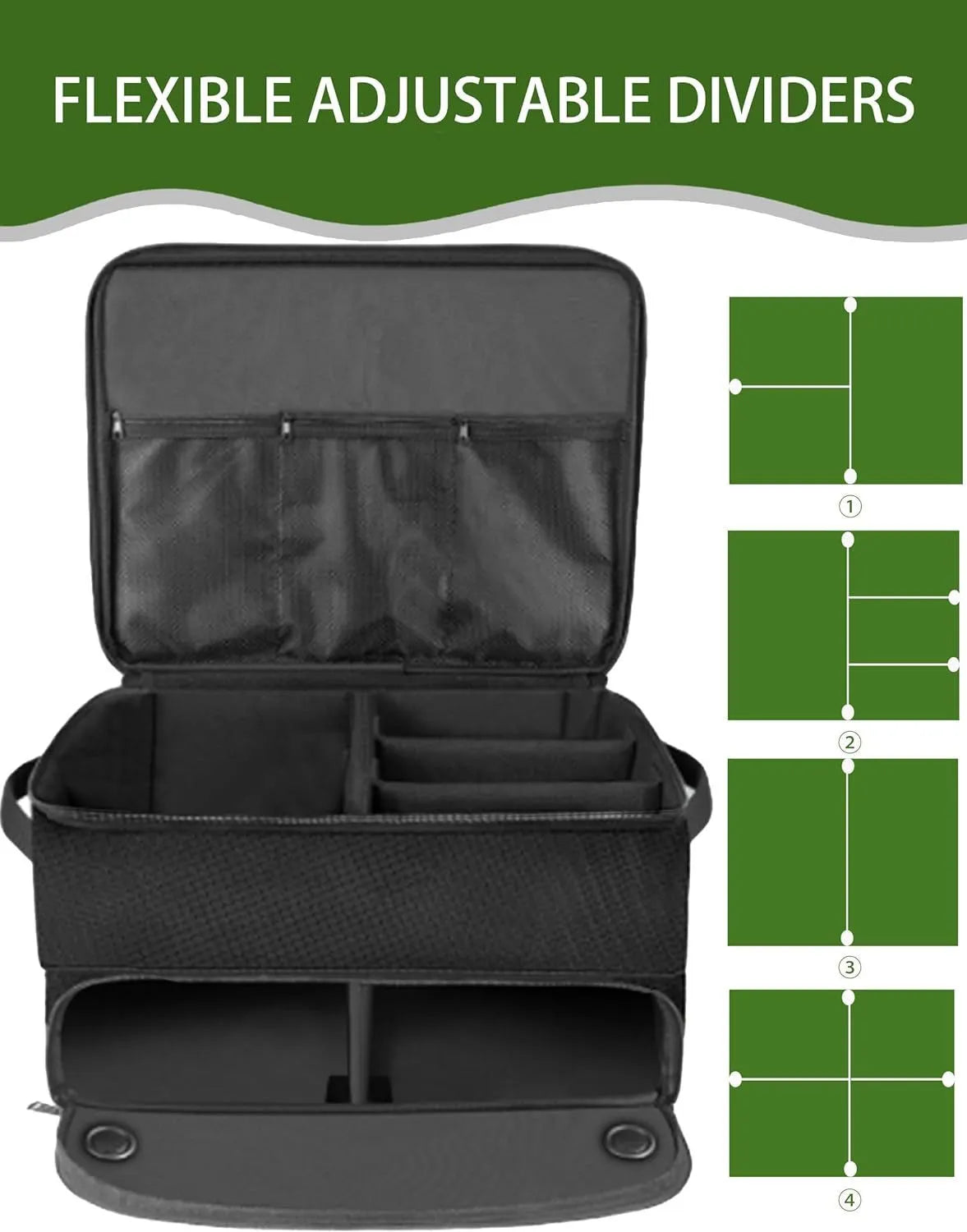 Black polyester cube-shaped waterproof golf trunk storage box with sealed closure