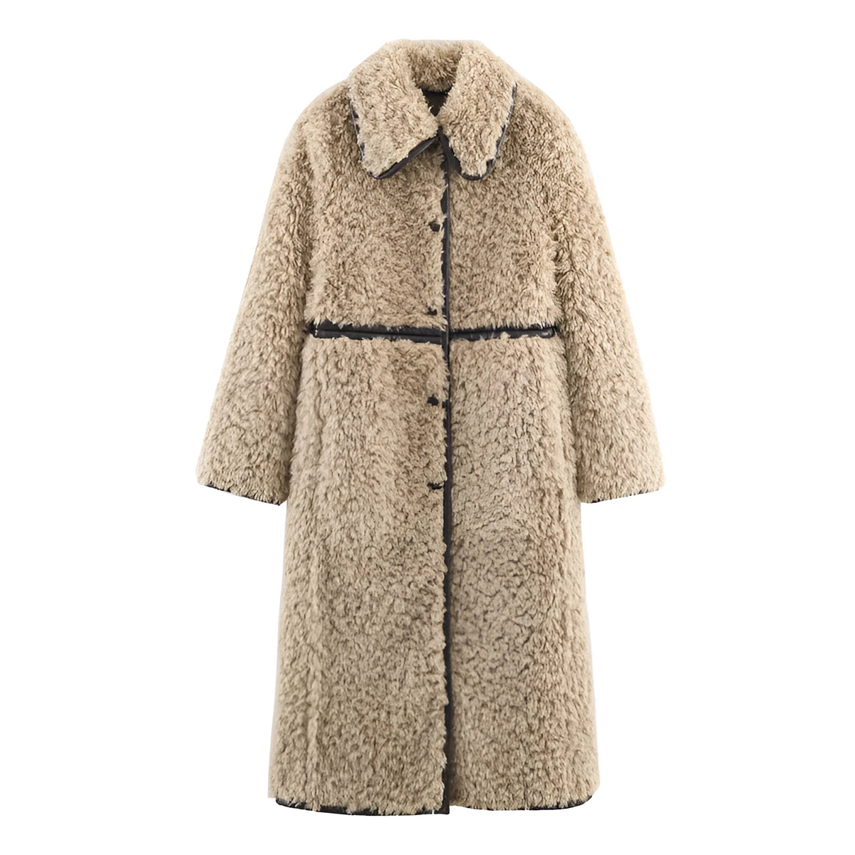Women's khaki long overcoat, spandex main fabric, general version, elegant style, sizes XS to L