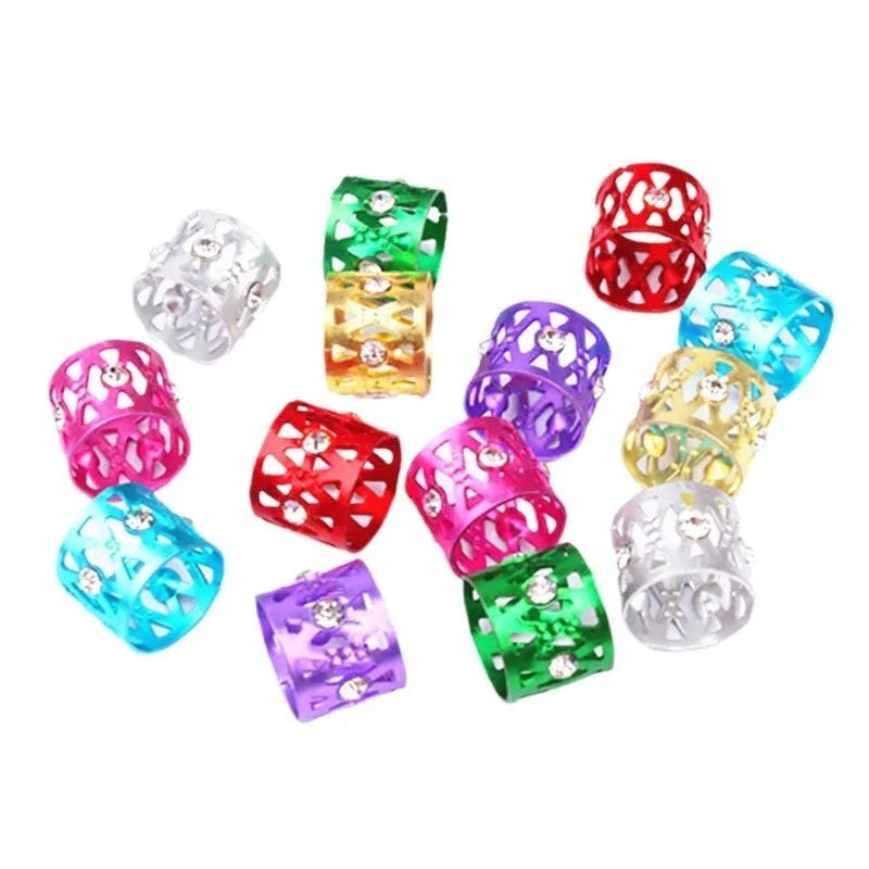 Aluminium wig decoration hair ring in seven colours with crown and heart shapes