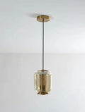 Nordic minimalist chandelier with 16cm diameter shown in transparent, cognac, and smoky grey colour options
