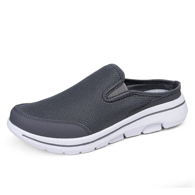 Breathable mesh couple's toe holder slippers in a solid colour, showing the low-top and oversleeve design.