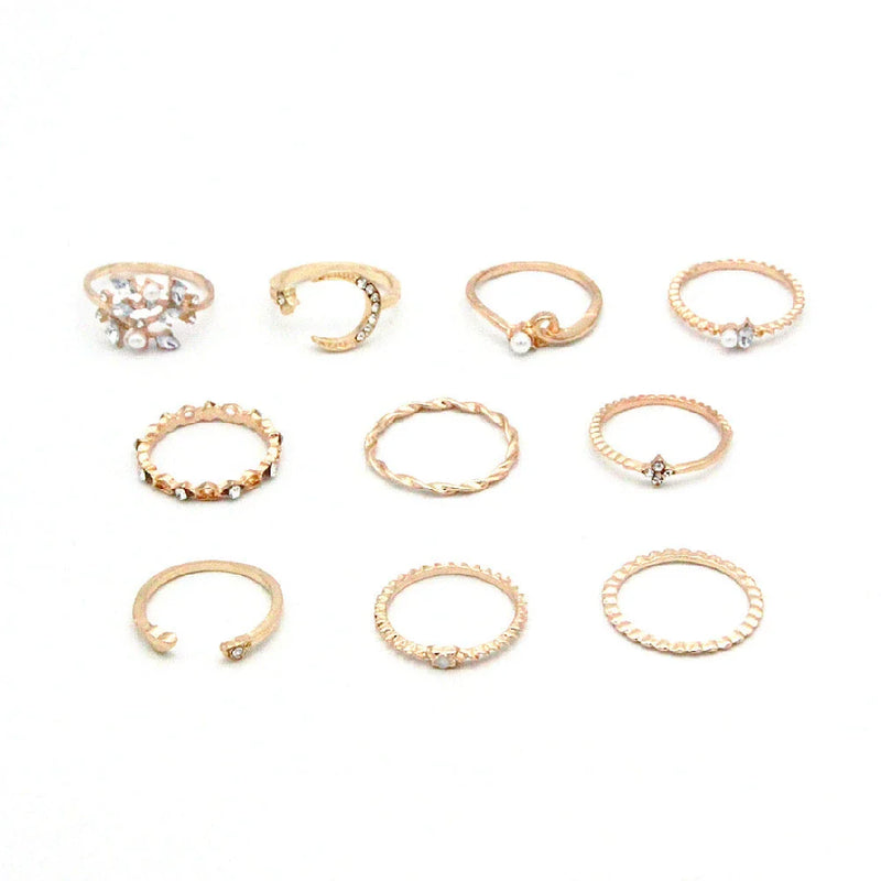 NZ Enchanting Celestial Rings: Elevate Your Style with Shimmering Moon and Star Accents