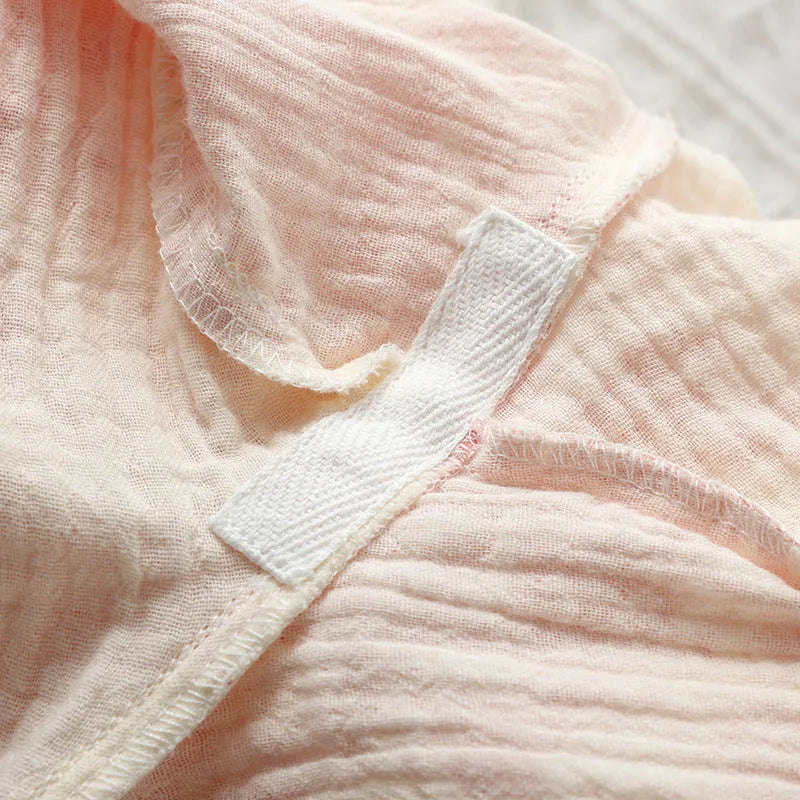 Women's cotton gauze loungewear set with long sleeve trousers in frosted pine tree colour options