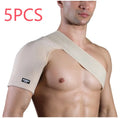 Adjustable skin-colour sports protective shoulder strap shown on a mannequin.