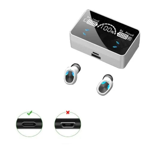 Sports wireless Bluetooth headset TWS in-ear black with breathing light and LED display