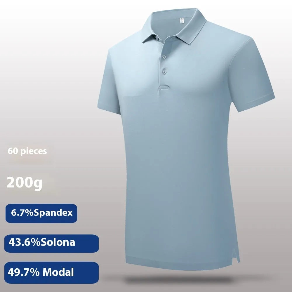 60 Lanjing modal cotton short sleeve polo shirt in eight colours, sizes S to 4XL, for summer sports and business casual