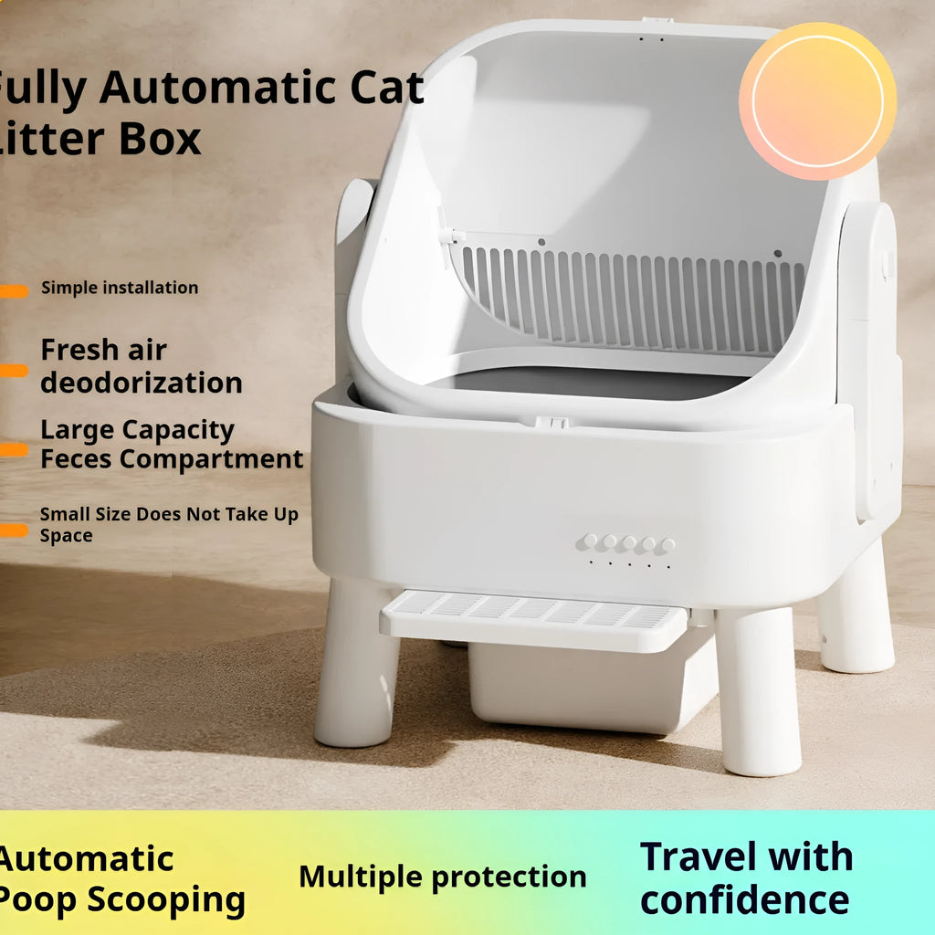 Fully automatic intelligent litter box, closed oversized 51 x 51 x 67cm, WiFi 2.4GHz, 9L storage, PP POM stainless steel