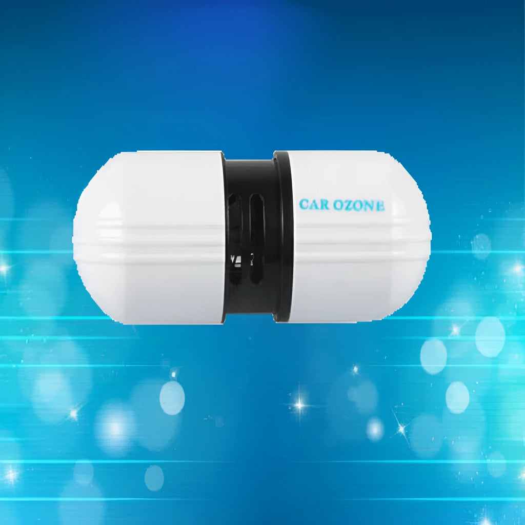 White compact car air purifier deodorizer 75x30x26mm portable 12V for various cars