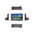 Black three lens dashboard camera with 4 inch screen for front and rear vehicle monitoring