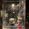 DIY material kit for building a snowy landscape night light with flowing snow effect and warm LED lights.