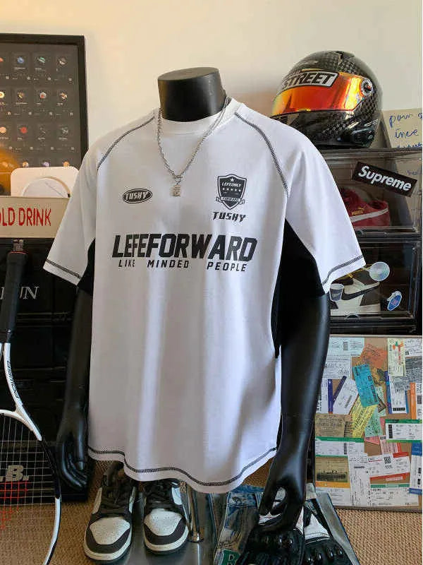Men's loose round-neck short-sleeve polyester sports t-shirt in black
