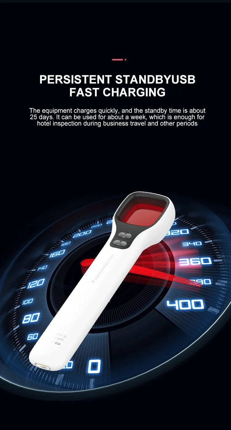 Anti-surveillance detector wireless signal infrared camera scanning device black colour USB rechargeable