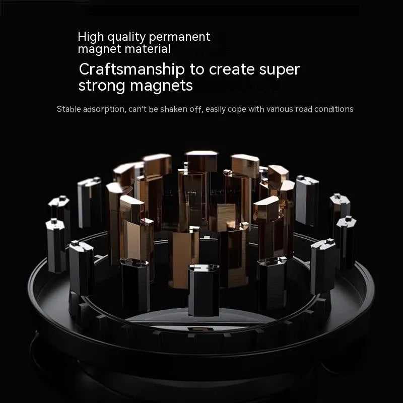 All-metal foldable magnetic car phone mount in Qian colour for dashboard installation