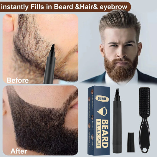 Premium beard filler pencil kit for precisely filling in patchy or thin facial hair for a perfectly contoured, natural-looking beard