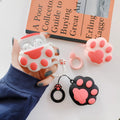 Cute cartoon cat paw shaped soft rubber case for AirPods with metal key ring in black colour