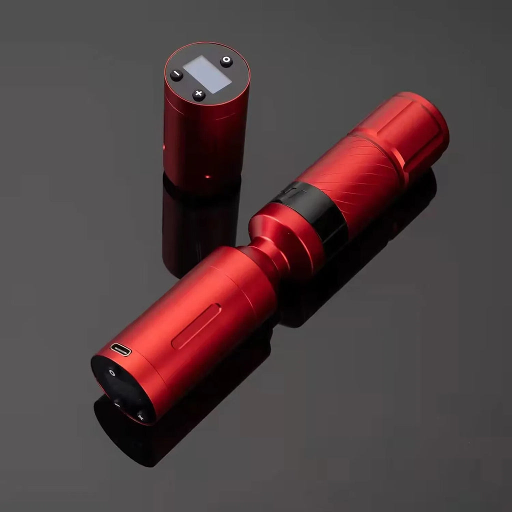 Wireless tattoo battery pen all-in-one machine, 1800mAh, 135mm x 32mm, USB interface, dual battery colour options