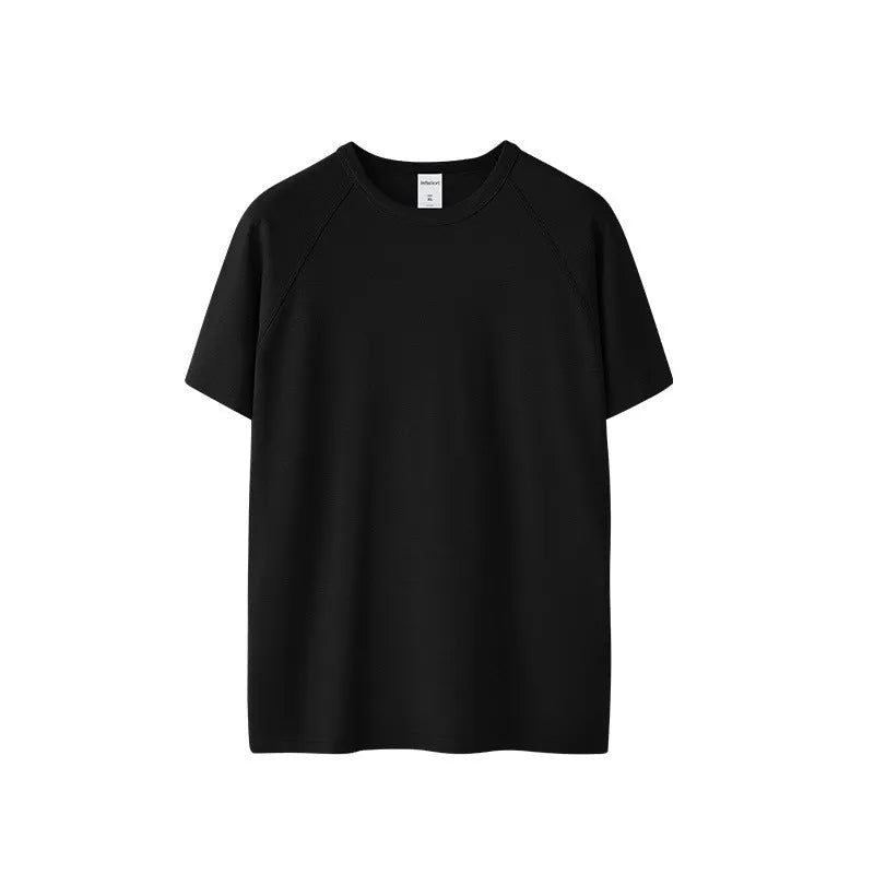 Slim fit navy stretch t-shirt vest for men and women with short sleeves.